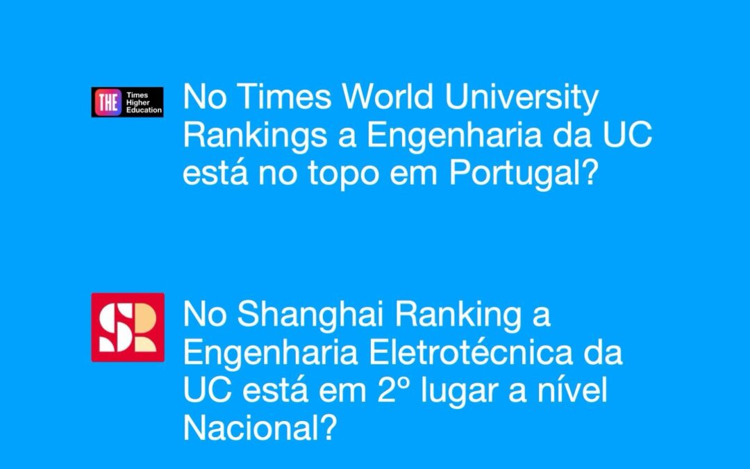 O DEEC e a FCTUC estão nos lugares de topo a nível nacional.